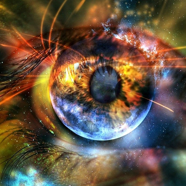 À_PROPOS_Photomontage_640X640_Œil_droit_visage_de_personne_avec_effets_de_reflets_et_faisceaux_lumineux_multicolores_aux_couleurs_de_arc_en_ciel
